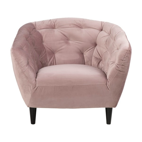 Fotoliu cu husă din catifea Actona Ria, roz pudră-image-3