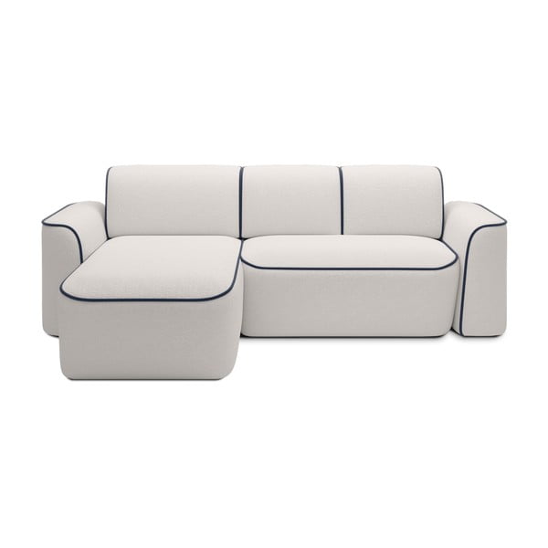 Colțar albastru/crem cu tapițerie din țesătură bouclé (cu colț pe partea stângă/cu șezlong) Ume – ELTAP