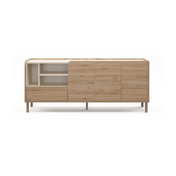 Comodă în culoare naturală cu aspect de lemn de stejar 180x75,5x44 cm Monza – Marckeric