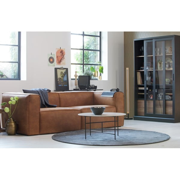 Vitrină neagră/în culoare naturală din lemn de pin cu ușă glisantă 125x200 cm James – WOOOD-image-1