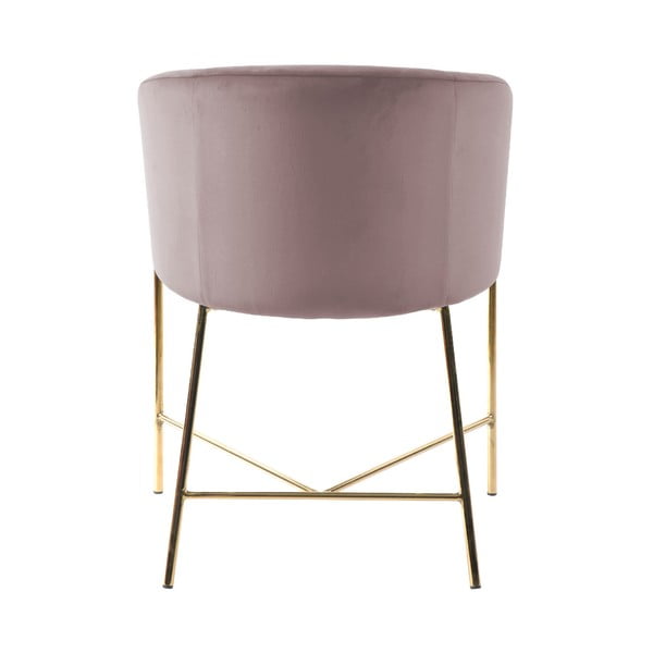 Scaun Interstil Nelson, roz pastel cu picioare aurii-image-4