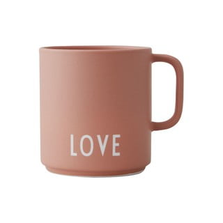 Cană din porțelan Design Letters Love, roz prăfuit