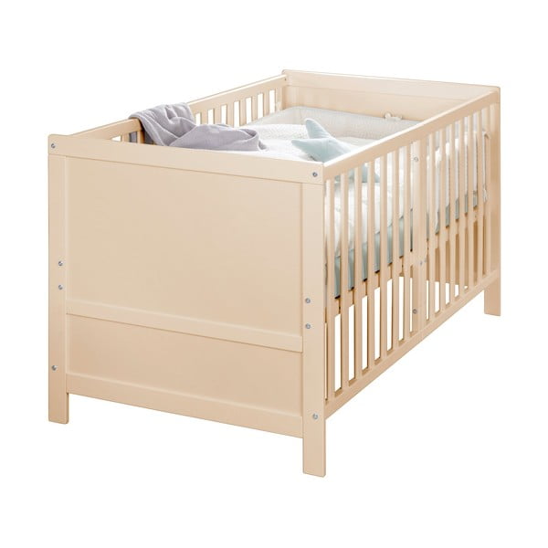 Pătuț în culoare naturală cu înălțime reglabilă 70x140 cm Easy Sleep – Roba-image-3