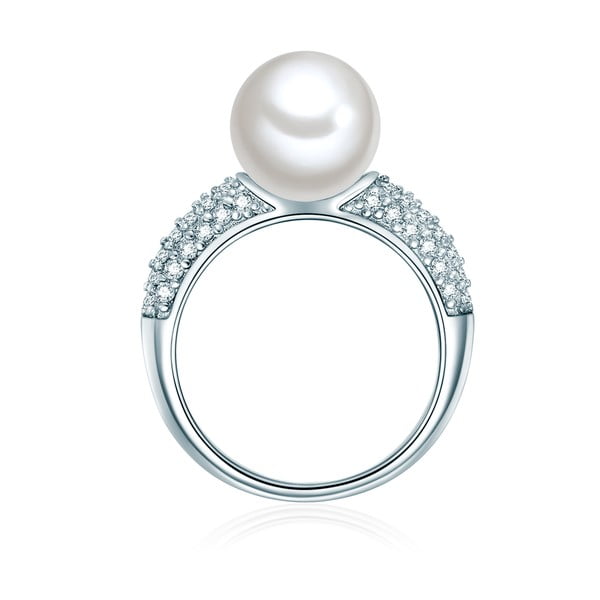 Inel argintiu cu perlă albă Perldesse Muschel, mărimea 56