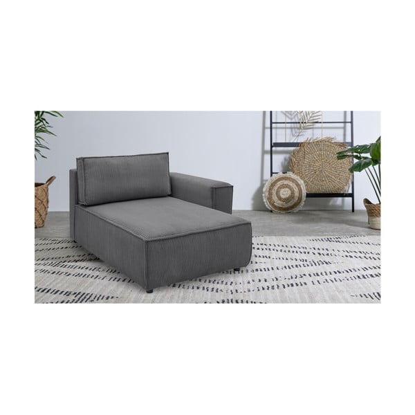 Modul pentru canapea gri închis cu tapițerie din catifea reiată  (cu colț pe partea dreaptă) Nihad modular – Bobochic Paris-image-1