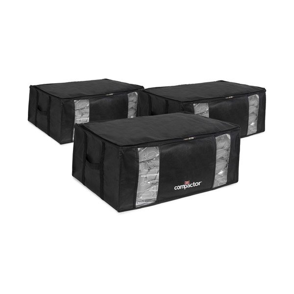 Cutii de depozitare negre 3 buc. din plastic cu vacuum 65x45x27 cm Black Edition – Compactor-image-2