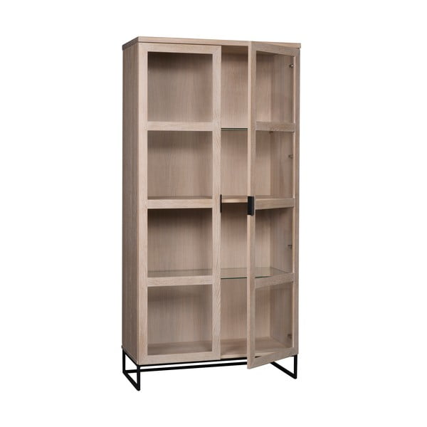 Vitrină în culoare naturală din lemn masiv de stejar 95x195 cm Everett - Rowico-image-3