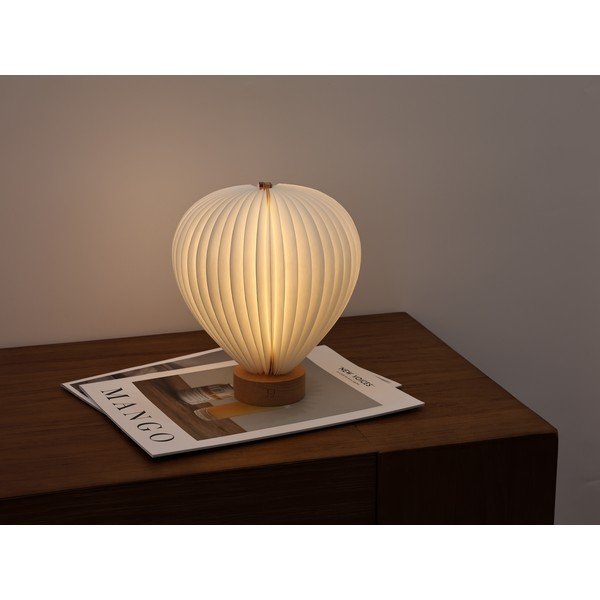 Veioză albă LED cu intensitate reglabilă cu abajur din hârtie (înălțime 20 cm) Aeris – Gingko-image-1