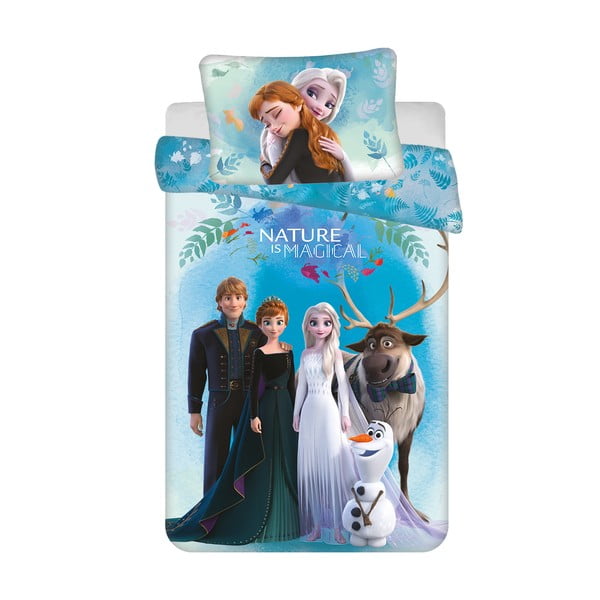 Lenjerie de pat pentru copii albastră din bumbac pentru pătuț 100x135 cm Frozen "Blue" – Jerry Fabrics