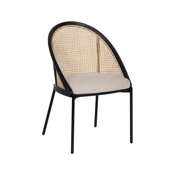 Scaun de sufragerie bej/în culoare naturală tapițat – Ixia