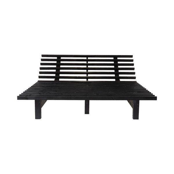 Pat dublu din lemn de pin cu saltea Karup Design Blues Double Latex Black/Natural, 140 x 200 cm-image-1