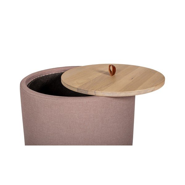 Măsuţă auxiliară cu spaţiu de depozitare şi panou detaşabil din stejar, culoare roz, ⌀ 56 cm, Askala Ibisco-image-1