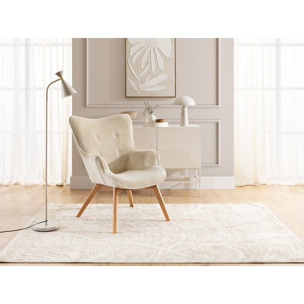Fotoliu bej cu tapițerie din catifea reiată Niko – Ropez-image-4