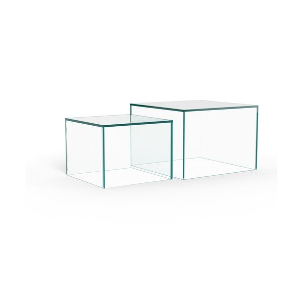 Măsuțe de cafea 2 buc. din sticlă 50x50 cm Dice – Actona