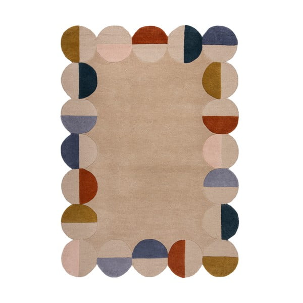 Covor bej țesut manual din lână 200x290 cm Mia Scallop Frame – Flair Rugs
