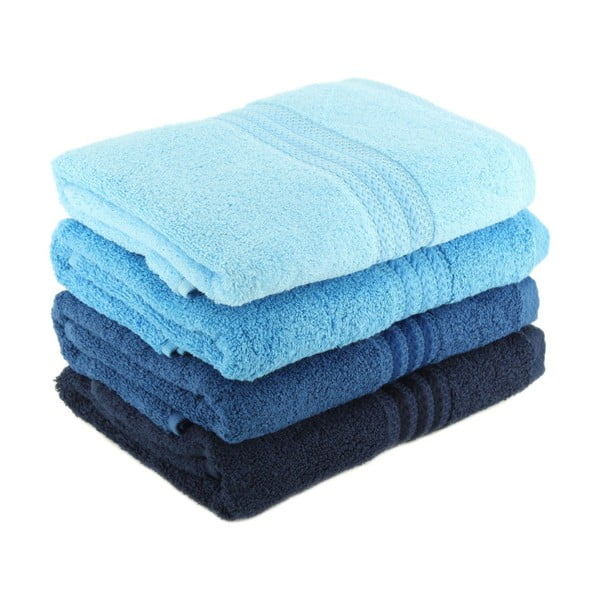 Set 4 prosoape din bumbac Foutastic Sky, 50 x 90 cm, albastru-image-1