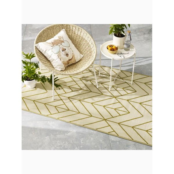 Covor reversibil pentru exterior din plastic reciclat Fab Hab Sydney, 90 x 150 cm, bej - galben-image-3