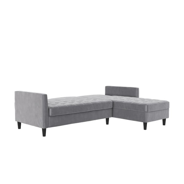 Colțar gri deschis cu tapițerie din catifea Presley – Støraa-image-2