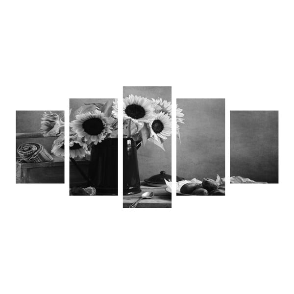 Tablou din mai multe piese Black&White Flowers