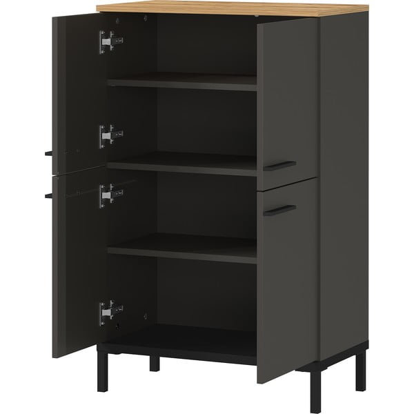 Dulap de baie înalt gri închis cu aspect de stejar 60x97 cm Yonkers - Germania-image-3