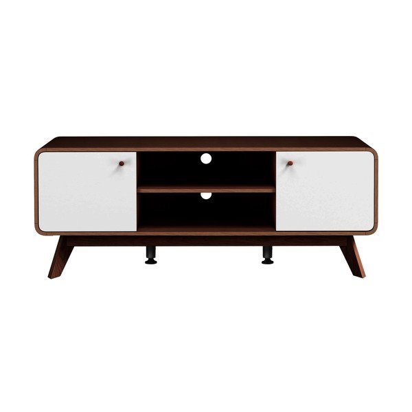 Comodă TV albă/maro cu aspect de lemn de nuc 140x53 cm Caitlin – Støraa