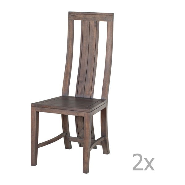 Set 2 scaune din lemn de salcâm  Woodjam Zar, gri - maro