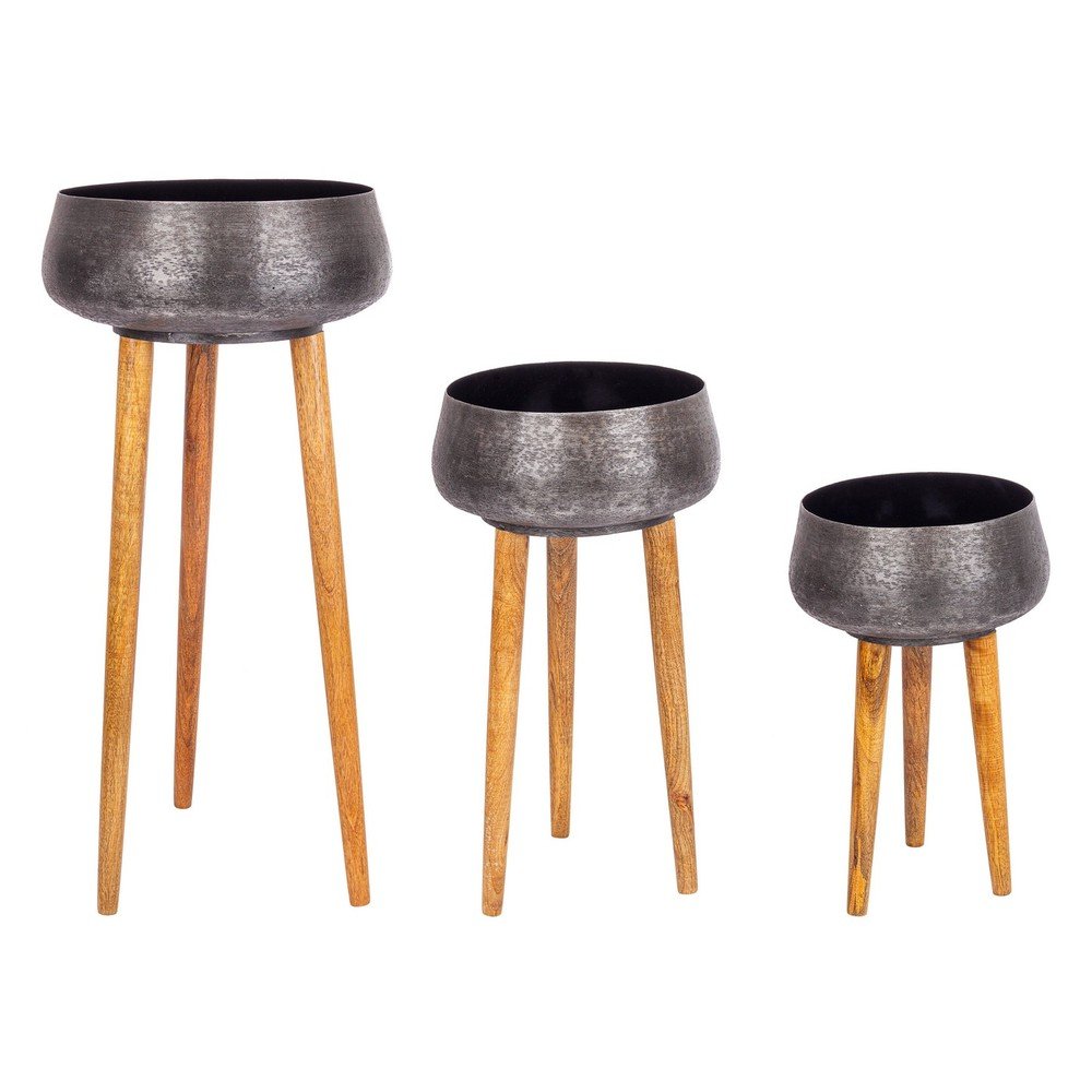 Ghivece decorative 3 buc. din metal handmade ø 37,5 cm Varanasi – Bizzotto