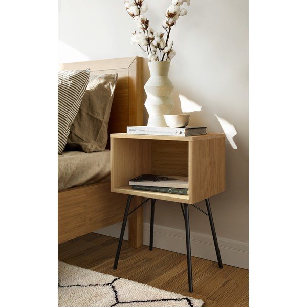 Noptieră în culoare naturală cu aspect de lemn de stejar Rayburn – Woodman-image-1