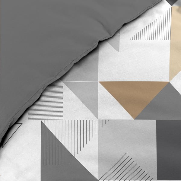 Lenjerie de pat albă/gri din microfibră pentru pat de o persoană 140x200 cm Trigone – douceur d'intérieur-image-3