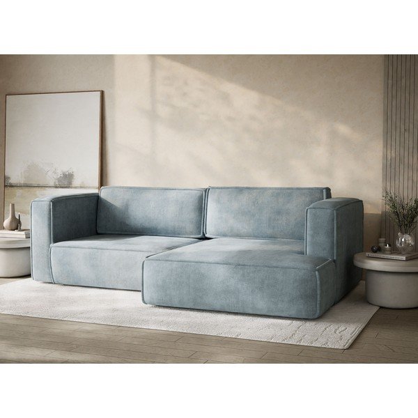 Colțar albastru deschis extensibil/cu spațiu de depozitare cu tapițerie din chenille (cu colț pe partea dreaptă/cu șezlong) Velto – Maison de Rêve-image-4