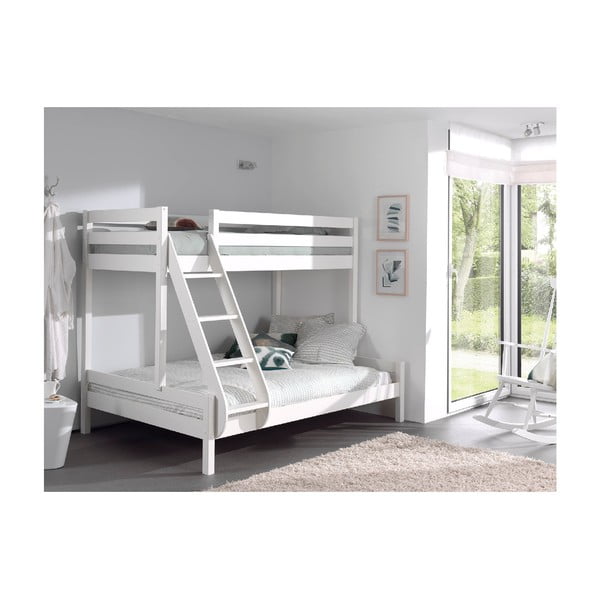 Pat supraetajat alb din lemn de pin 140x200/90x200 cm Pino Martin - Vipack-image-1