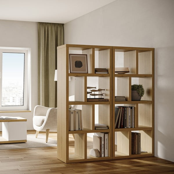 Bibliotecă în culoare naturală cu aspect de lemn de stejar 70x159 cm Berlin – TemaHome-image-3