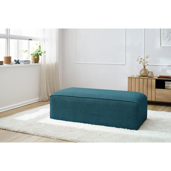 Taburet modular albastru închis cu tapițerie din catifea reiată Megeve – Bobochic Paris-image-1