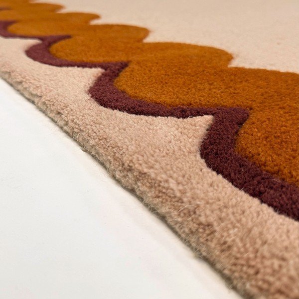 Covor portocaliu/în culoare naturală țesut manual din lână 140x200 cm Wiggle Wool – Flair Rugs-image-2