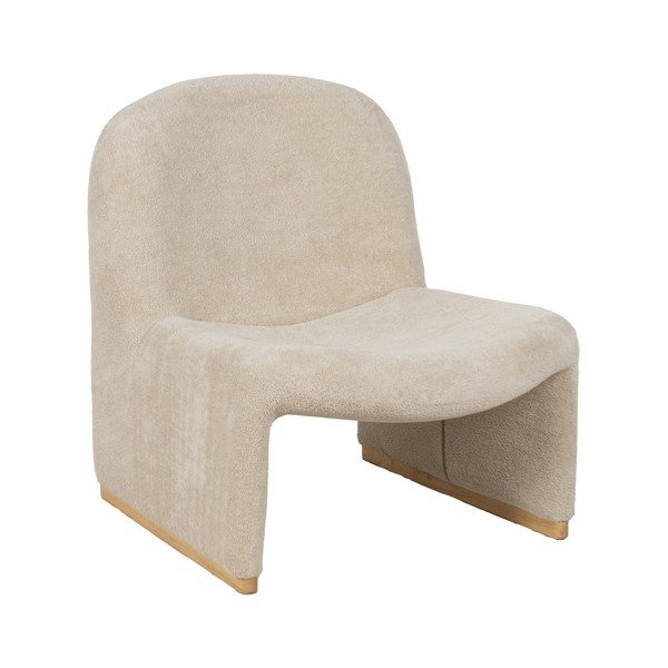 Fotoliu bej cu tapițerie din țesătură bouclé – Ixia