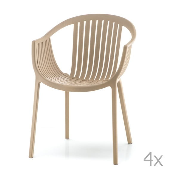 Set 4 scaune de grădină Pedrali Tatami, bej nisip