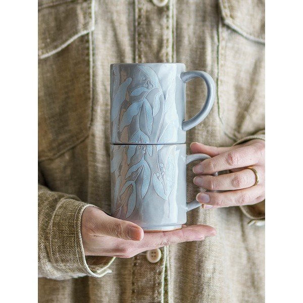 Căni gri 2 buc. din gresie 350 ml Aurora – Bloomingville-image-1