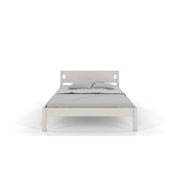 Pat matrimonial 180x200 cm alb din lemn masiv de pin Laxbaken – Skandica-image-1