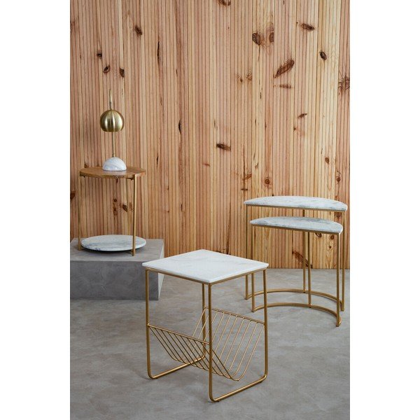 Măsuță auxiliară cu blat din marmură 40x40 cm Mandoli – Premier Housewares-image-1
