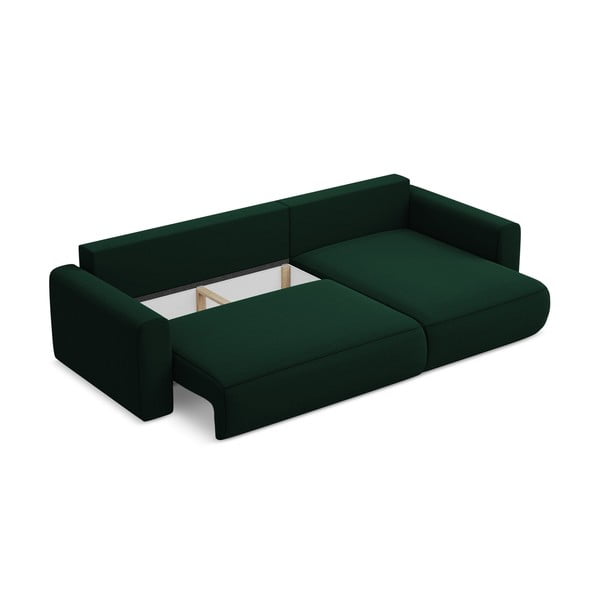 Colțar verde extensibil/cu spațiu de depozitare cu tapițerie din catifea (cu colț pe partea dreaptă/cu șezlong) Kapua – Makamii-image-4