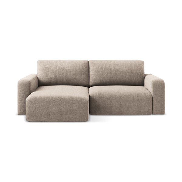 Colțar bej extensibil/cu spațiu de depozitare cu tapițerie din chenille (cu colț pe partea stângă/cu șezlong) Kona – Makamii