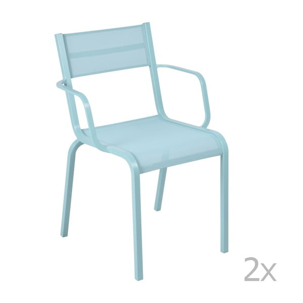 Set 2 scaune de grădină Fermob Oléron Arms, albastru deschis