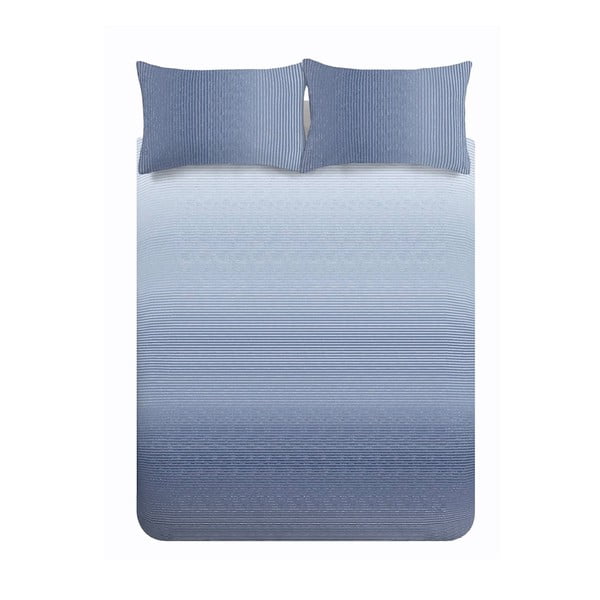 Lenjerie de pat albastră pentru pat dublu 200x200 cm Graded Stripe – Catherine Lansfield