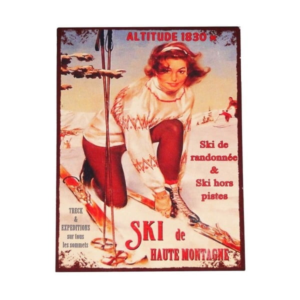 Semn din metal 25x33 cm Ski – Antic Line
