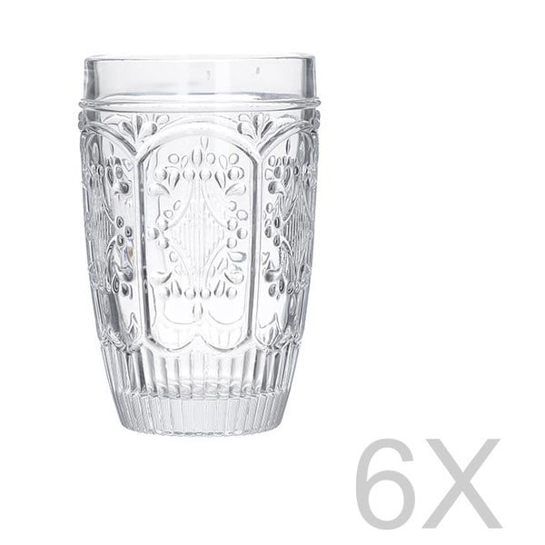 Set 6 pahare transparente din sticlă InArt Glamour Beverage, înălțime 13 cm