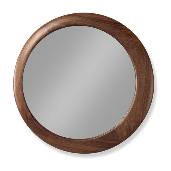 Oglindă cu ramă din lemn de nuc Wewood - Portuguese Joinery Luna, Ø 45 cm
