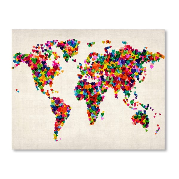 Poster cu harta lumii Americanflat Love, 60 x 42 cm, multicolor