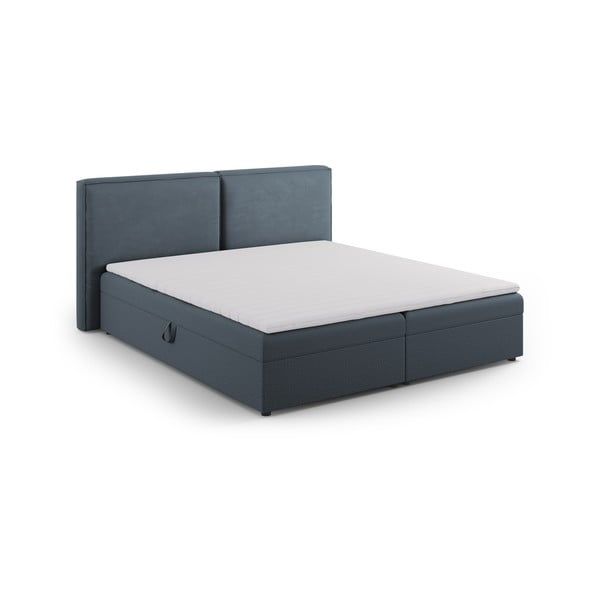 Pat boxspring albastru cu spațiu de depozitare 160x200 cm Arendal – Cosmopolitan Design