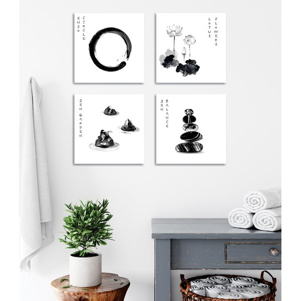 Tablouri 4 buc. 30x30 cm Japanese Zen – Wallity-image-3