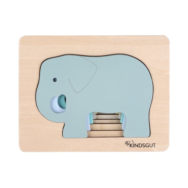 Puzzle din lemn pentru copii Kindsgut Elefant